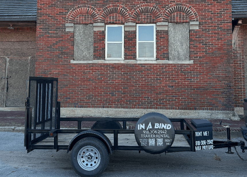 6x10 utility trailer side view - rental in Cushing OK